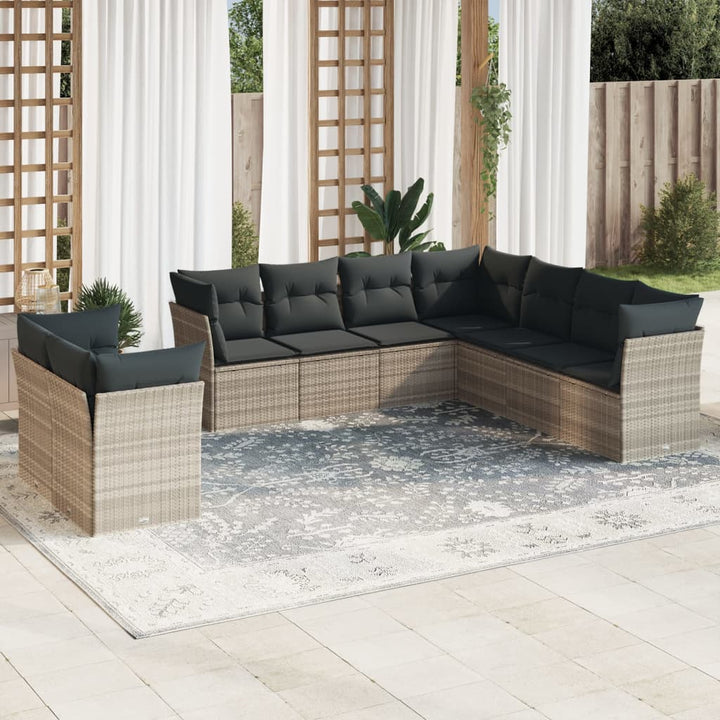 Set Mobilier De Grădină Cu Perne, 9 Piese, , Poliratan