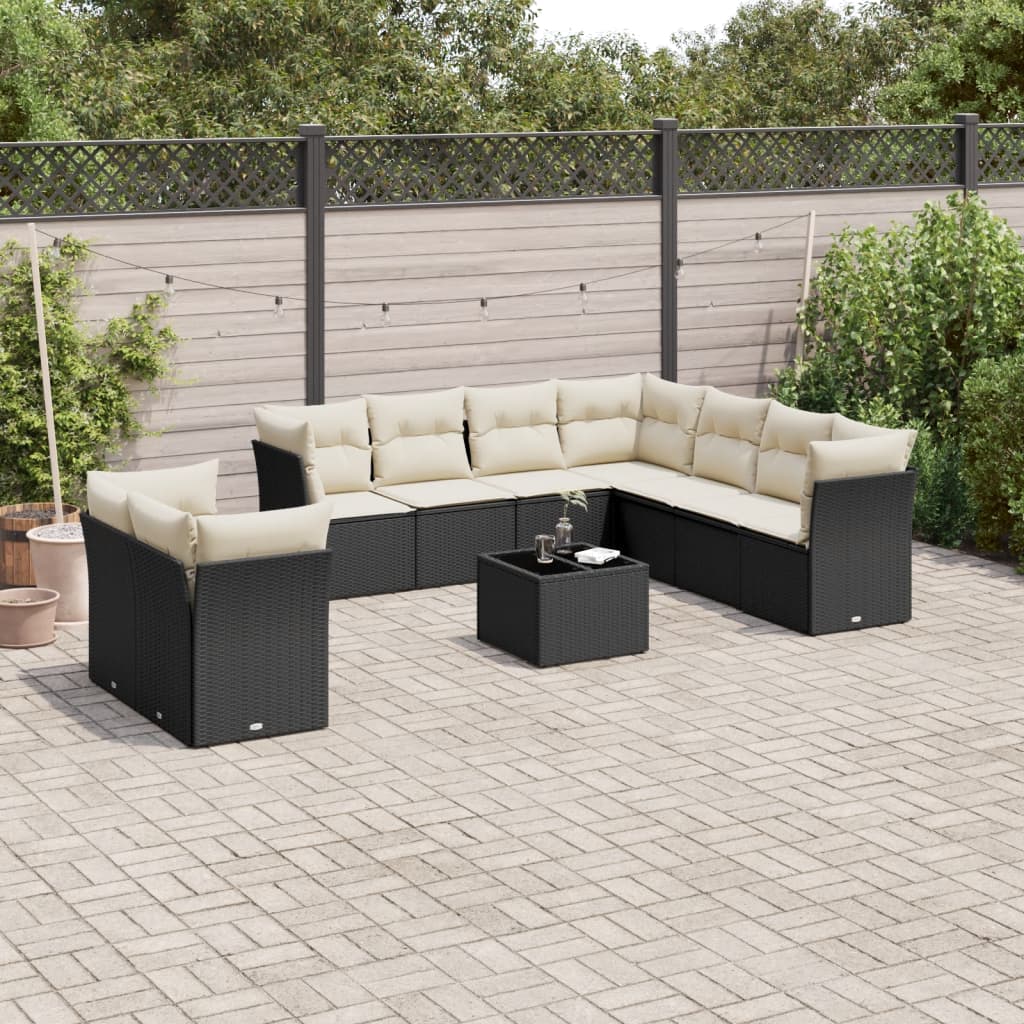 Set Mobilier De Grădină Cu Perne, 9 Piese, , Poliratan