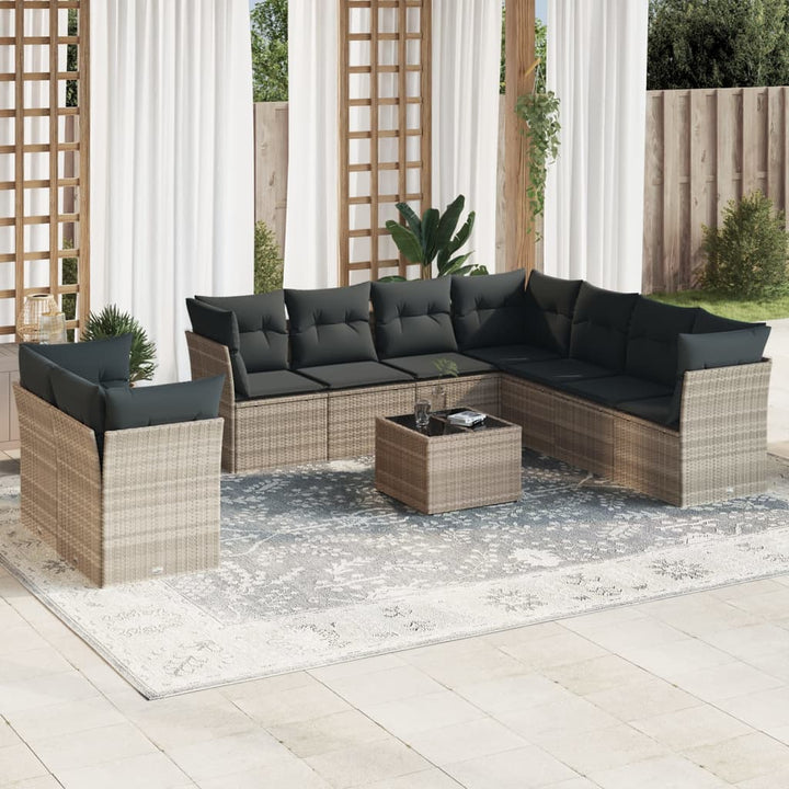 Set Mobilier De Grădină Cu Perne, 9 Piese, , Poliratan