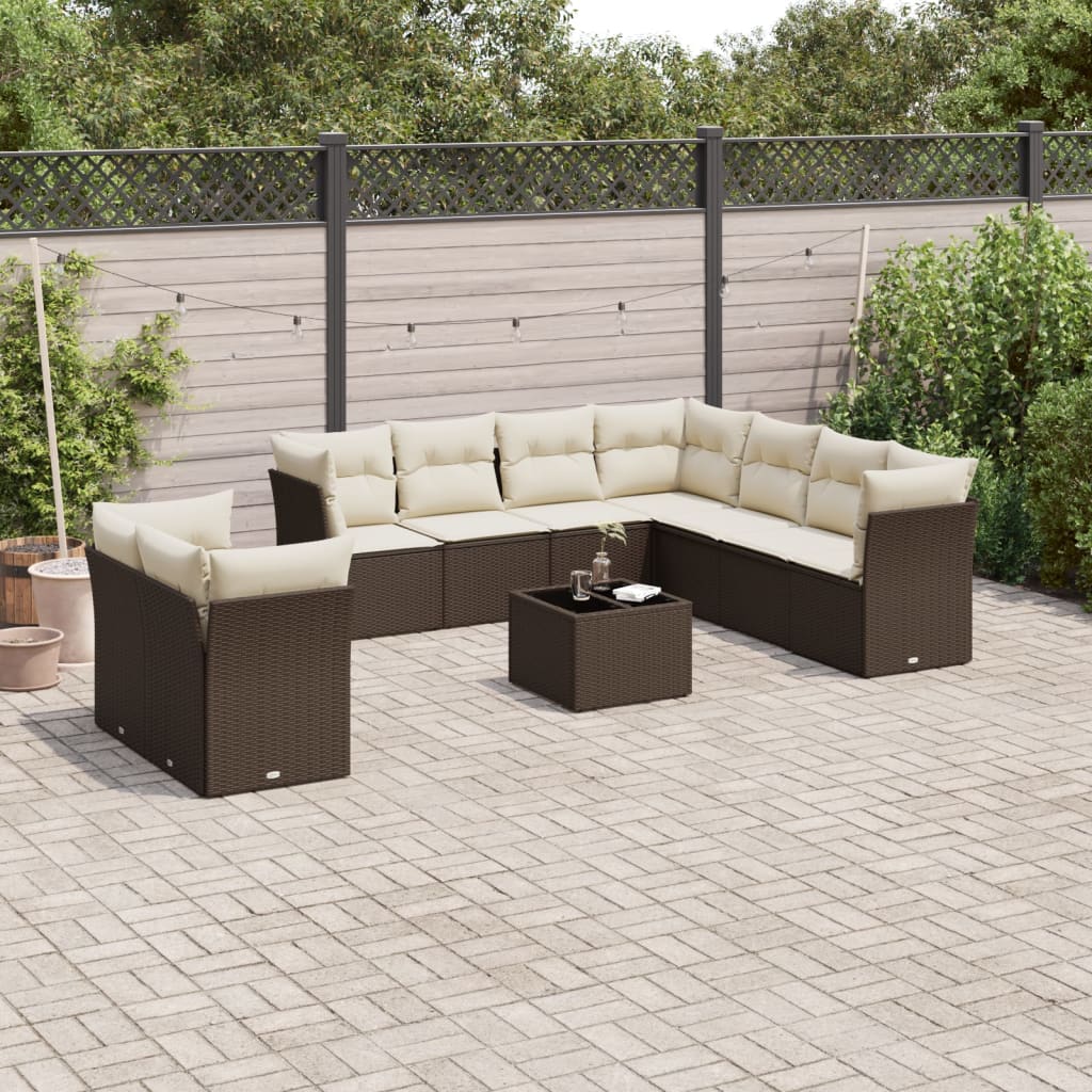 Set Mobilier De Grădină Cu Perne, 9 Piese, , Poliratan