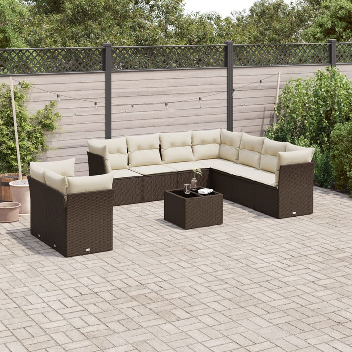 Set Mobilier De Grădină Cu Perne, 9 Piese, , Poliratan