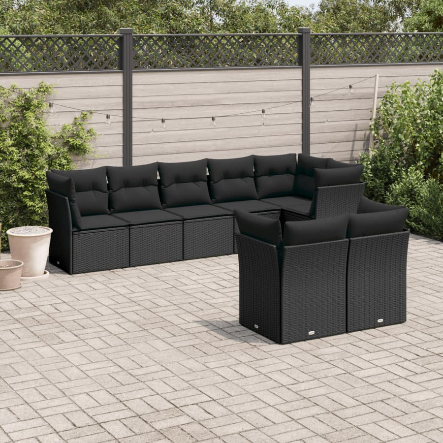 Set Mobilier De Grădină Cu Perne, 8 Piese, , Poliratan