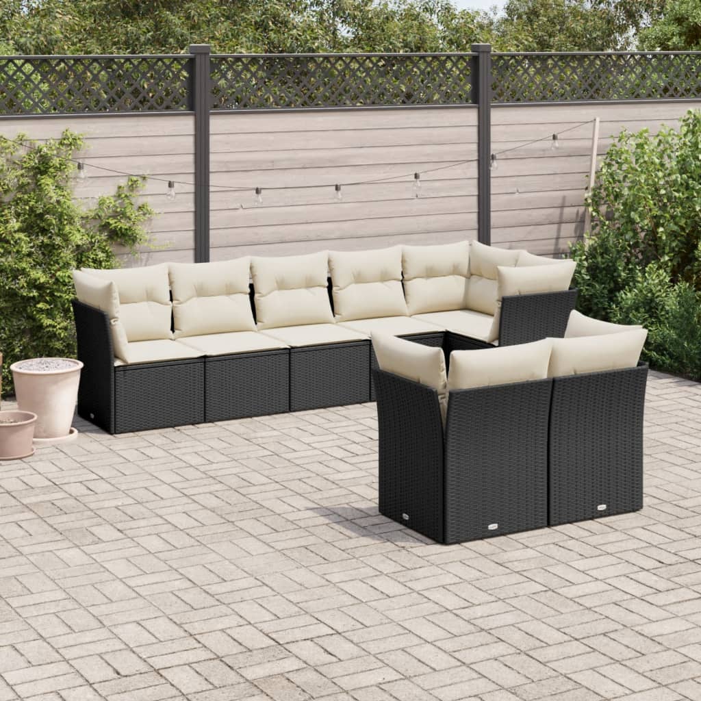Set Mobilier De Grădină Cu Perne, 8 Piese, , Poliratan