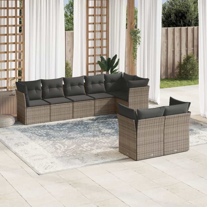 Set Mobilier De Grădină Cu Perne, 8 Piese, , Poliratan