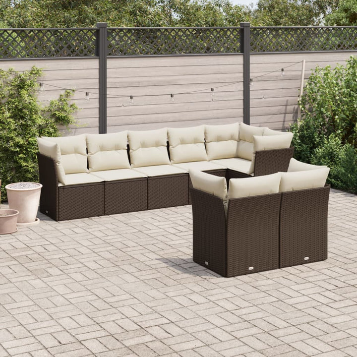 Set Mobilier De Grădină Cu Perne, 8 Piese, , Poliratan