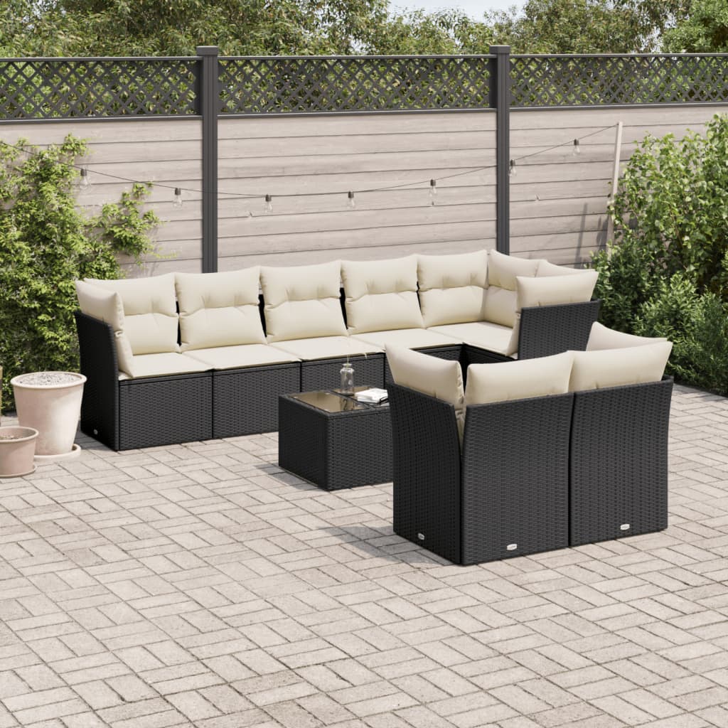 Set Mobilier De Grădină Cu Perne, 8 Piese, , Poliratan
