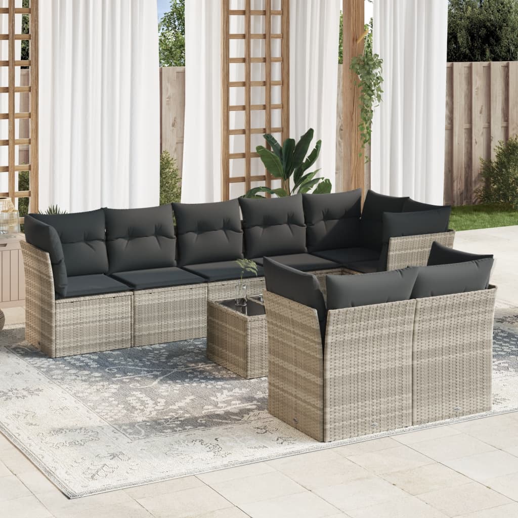 Set Mobilier De Grădină Cu Perne, 8 Piese, , Poliratan
