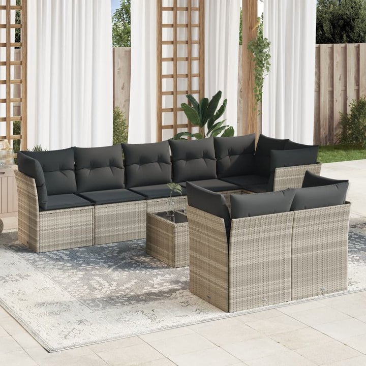 Set Mobilier De Grădină Cu Perne, 8 Piese, , Poliratan