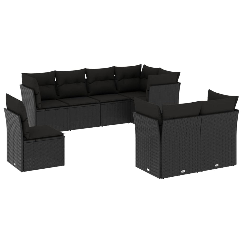 Set Mobilier De Grădină Cu Perne, 8 Piese, , Poliratan