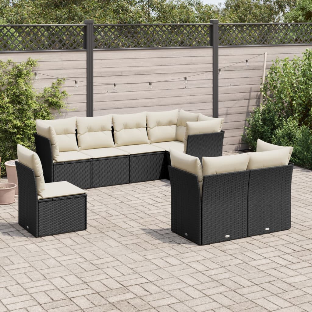 Set Mobilier De Grădină Cu Perne, 8 Piese, , Poliratan