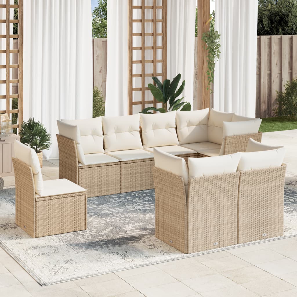 Set Mobilier De Grădină Cu Perne, 8 Piese, , Poliratan