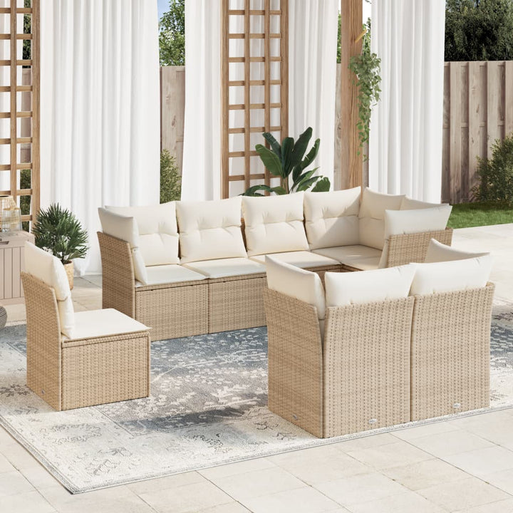 Set Mobilier De Grădină Cu Perne, 8 Piese, , Poliratan