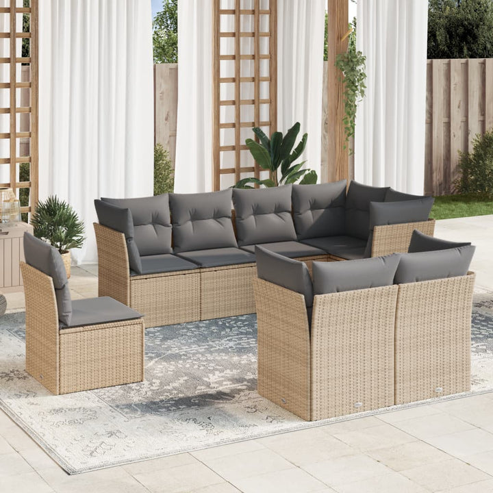 Set Mobilier De Grădină Cu Perne, 8 Piese, , Poliratan