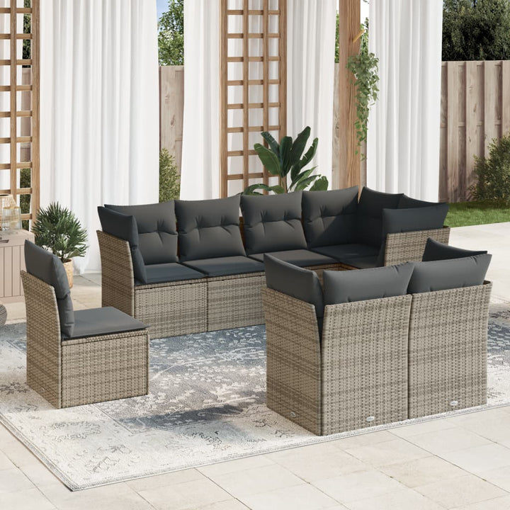 Set Mobilier De Grădină Cu Perne, 8 Piese, , Poliratan