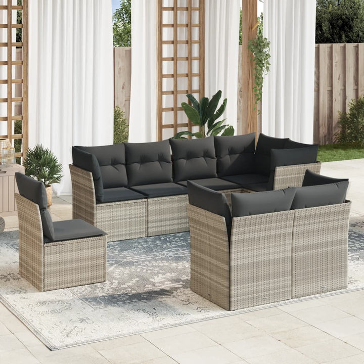 Set Mobilier De Grădină Cu Perne, 8 Piese, , Poliratan