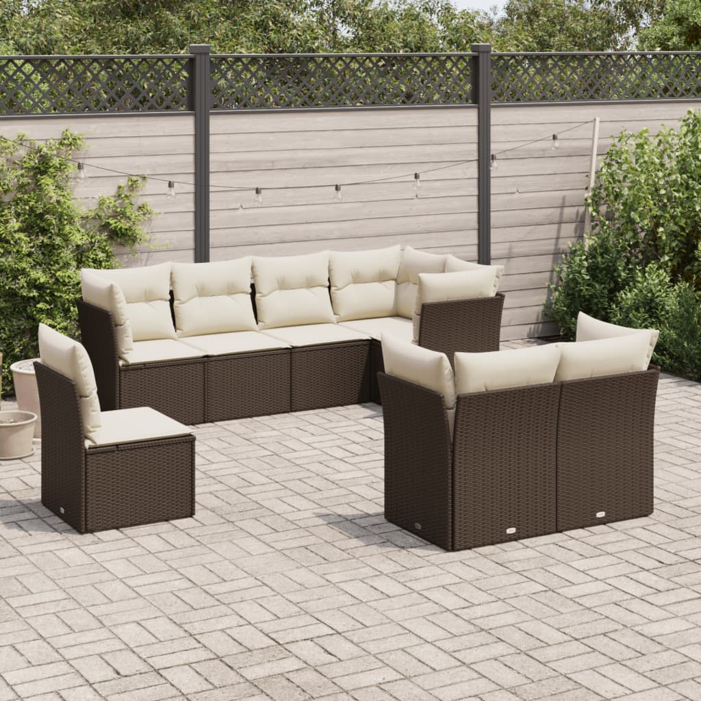Set Mobilier De Grădină Cu Perne, 8 Piese, , Poliratan