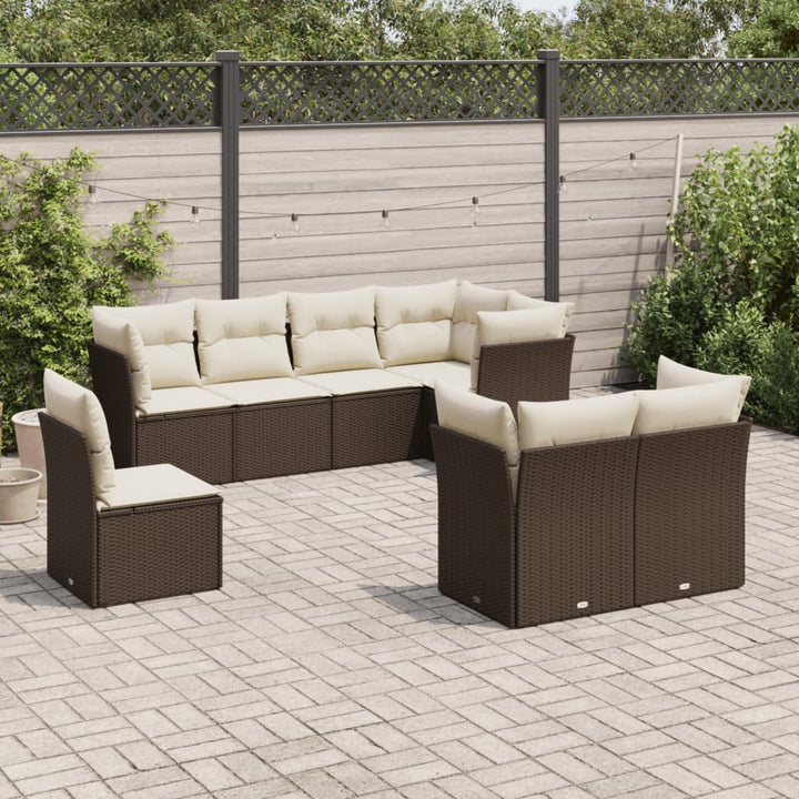Set Mobilier De Grădină Cu Perne, 8 Piese, , Poliratan