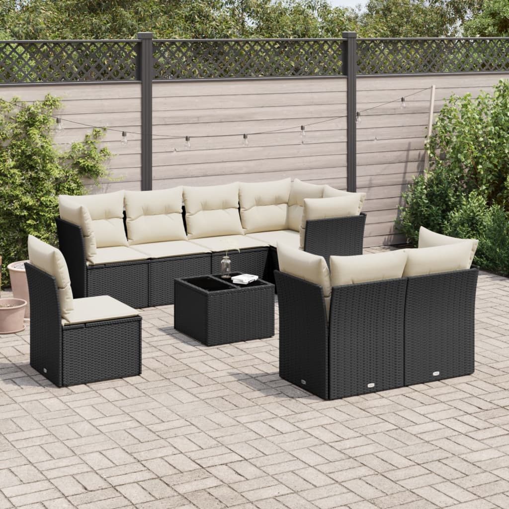 Set Mobilier De Grădină Cu Perne, 8 Piese, , Poliratan