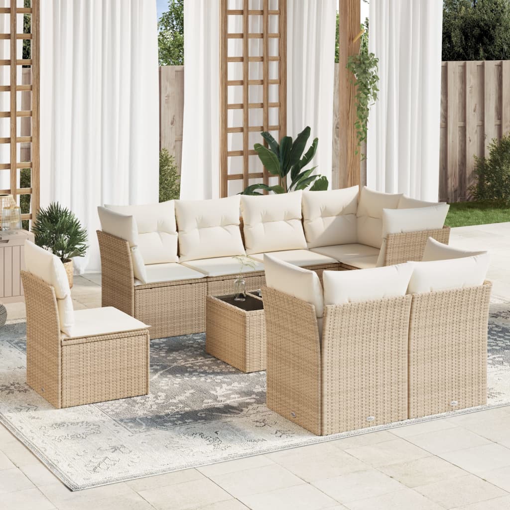 Set Mobilier De Grădină Cu Perne, 8 Piese, , Poliratan