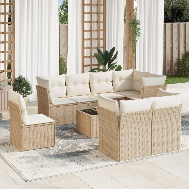 Set Mobilier De Grădină Cu Perne, 8 Piese, , Poliratan