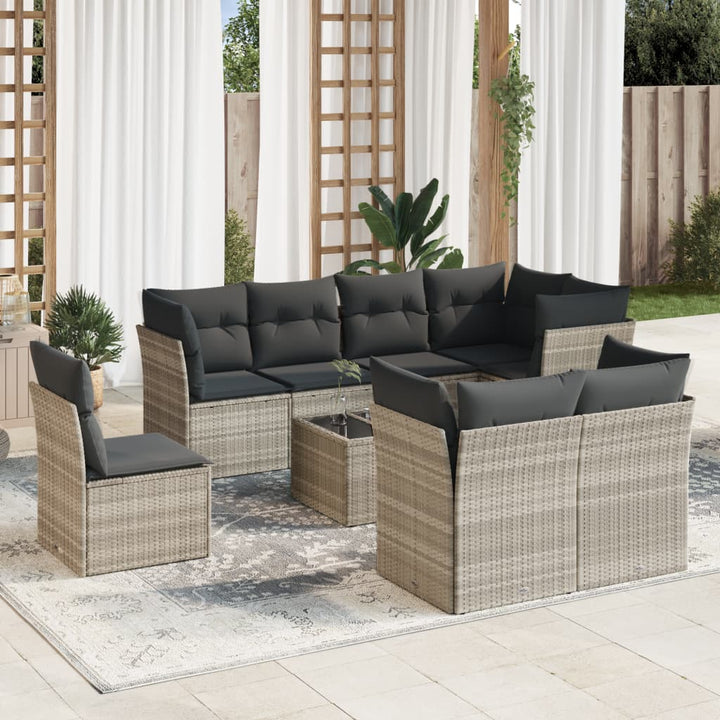 Set Mobilier De Grădină Cu Perne, 8 Piese, , Poliratan