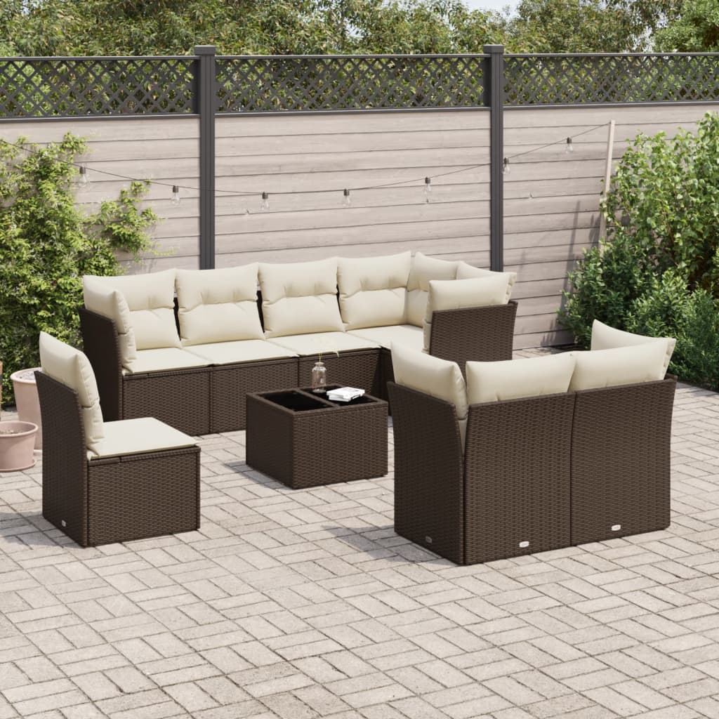 Set Mobilier De Grădină Cu Perne, 8 Piese, , Poliratan