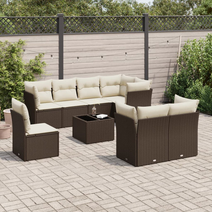 Set Mobilier De Grădină Cu Perne, 8 Piese, , Poliratan