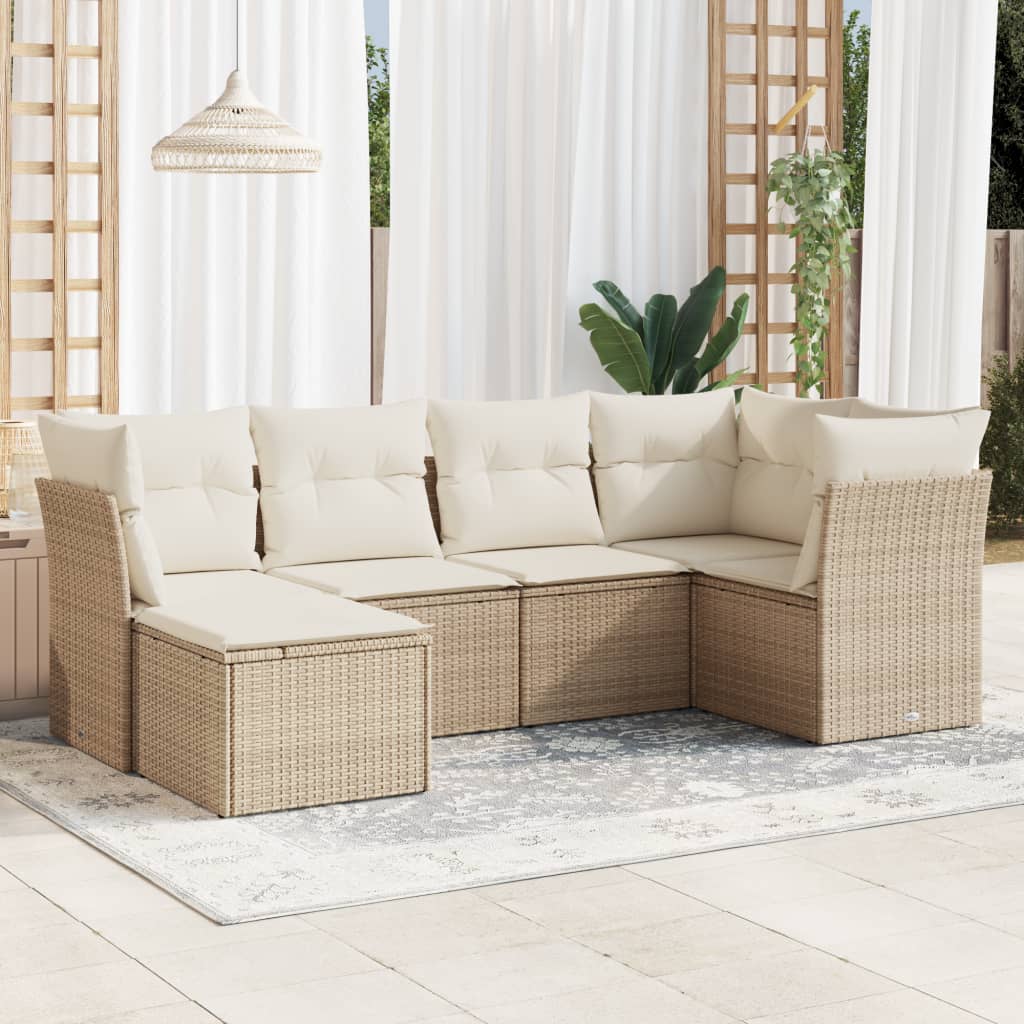 Set Mobilier De Grădină Cu Perne, 6 Piese, Negru, Poliratan