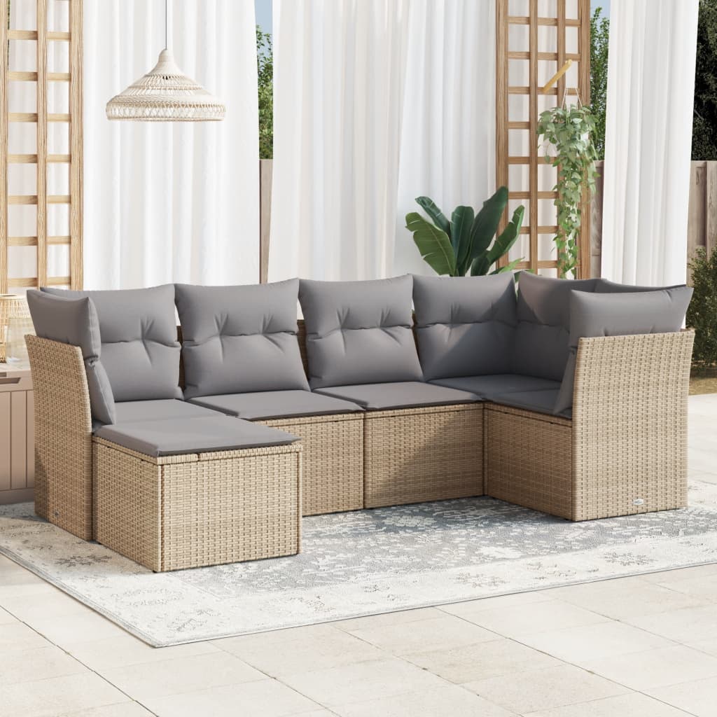 Set Mobilier De Grădină Cu Perne, 6 Piese, Negru, Poliratan