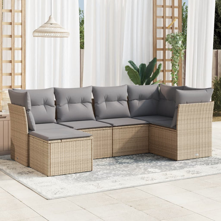 Set Mobilier De Grădină Cu Perne, 6 Piese, Negru, Poliratan