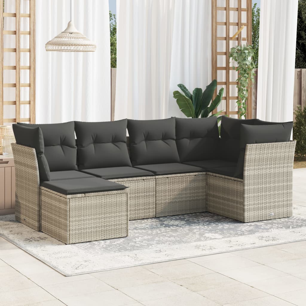 Set Mobilier De Grădină Cu Perne, 6 Piese, Negru, Poliratan