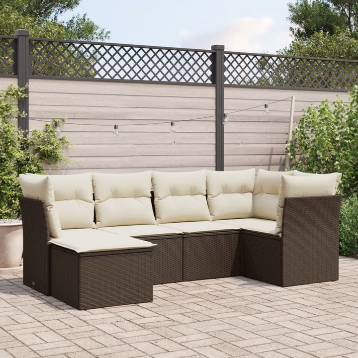Set Mobilier De Grădină Cu Perne, 6 Piese, Negru, Poliratan