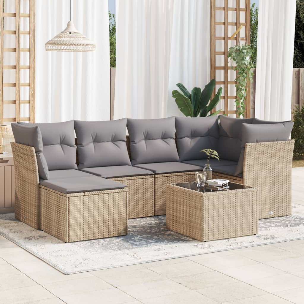 Set Mobilier De Grădină Cu Perne, 6 Piese, Negru, Poliratan