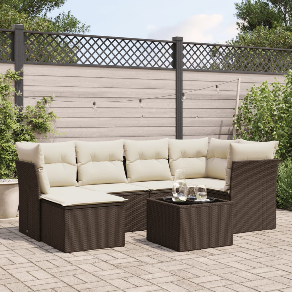 Set Mobilier De Grădină Cu Perne, 6 Piese, Negru, Poliratan