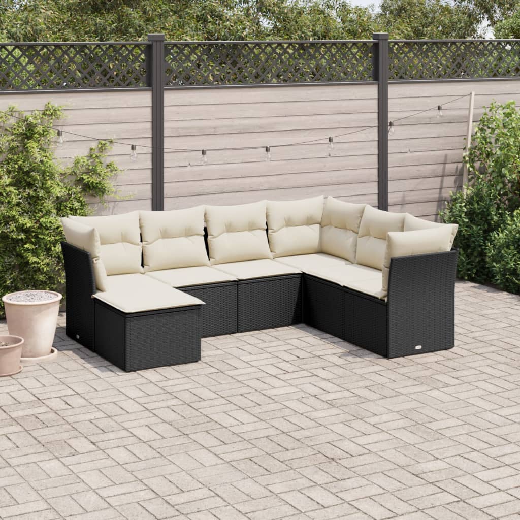Set Canapele De Grădină Cu Perne, 8 Piese, Maro, Poliratan