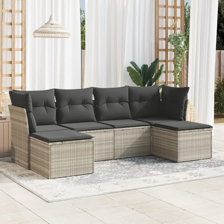 Set Canapele De Grădină Cu Perne, 6 Piese, Bej, Poliratan