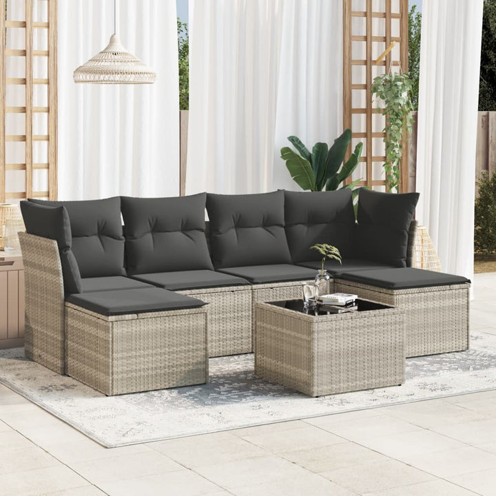Set Canapele De Grădină Cu Perne, 6 Piese, Bej, Poliratan