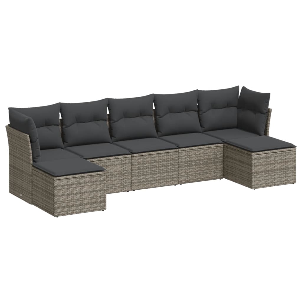 Set Canapele De Grădină, 7 Piese, Cu Perne, , Poliratan