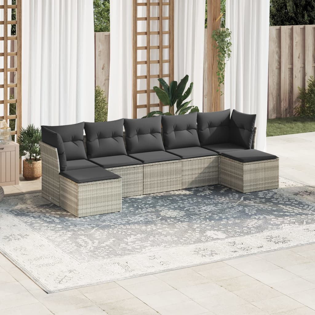 Set Canapele De Grădină, 7 Piese, Cu Perne, , Poliratan