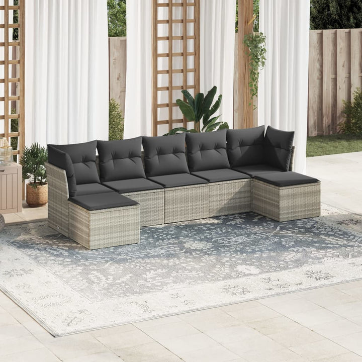 Set Canapele De Grădină, 7 Piese, Cu Perne, , Poliratan