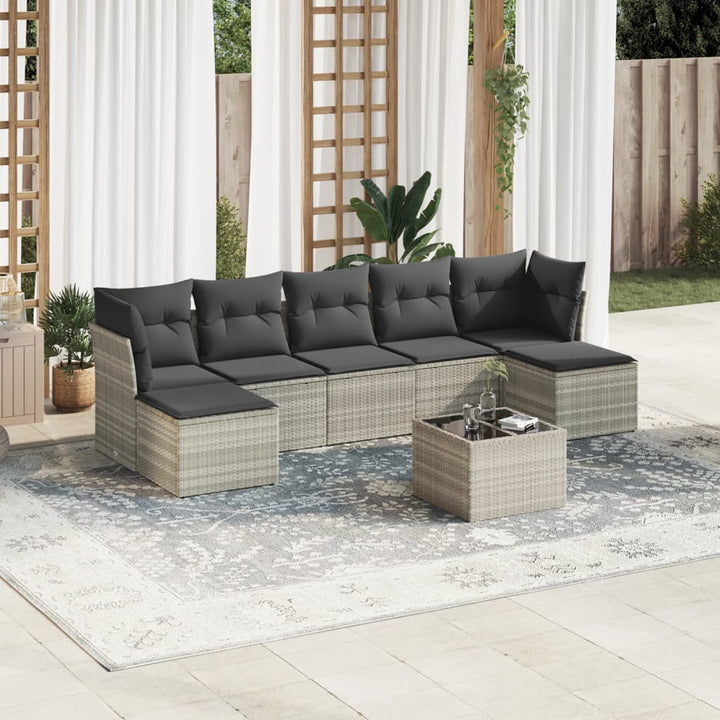 Set Canapele De Grădină, 7 Piese, Cu Perne, , Poliratan