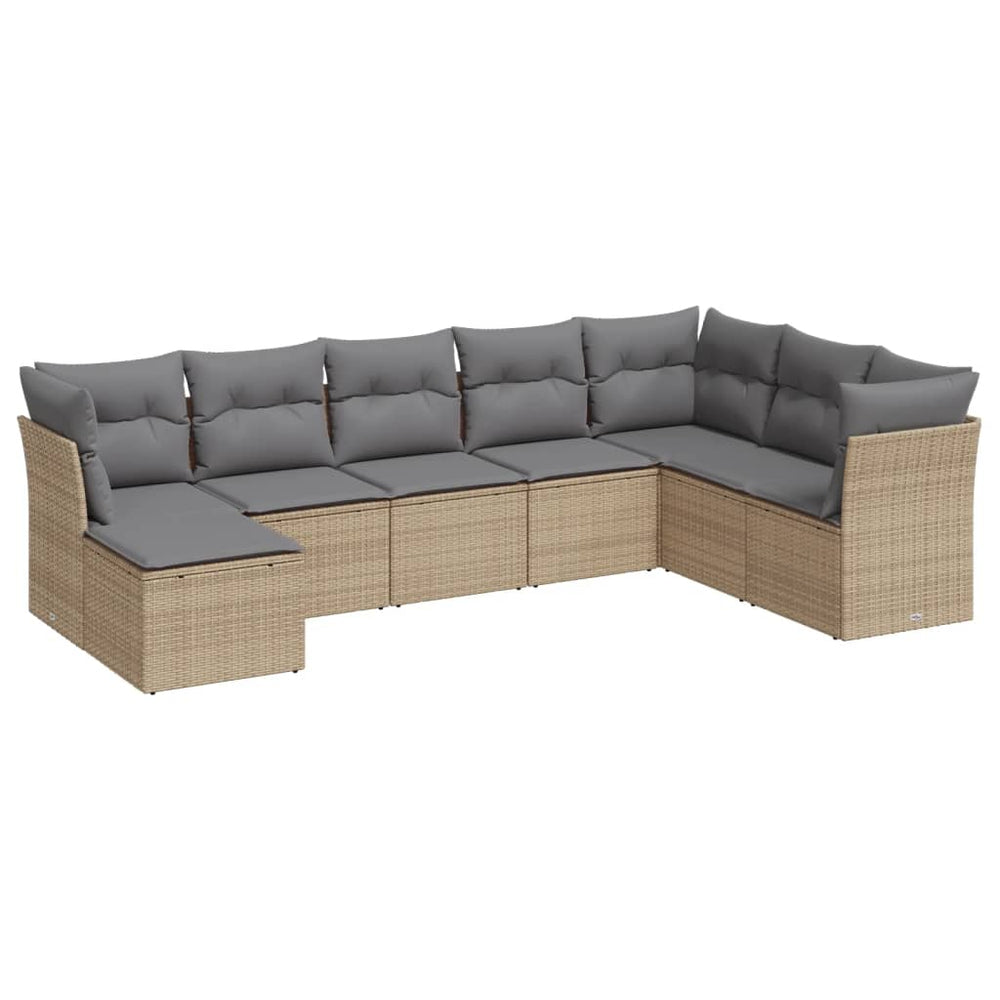 Set Canapele De Grădină, 8 Piese, Cu Perne, Bej, Poliratan