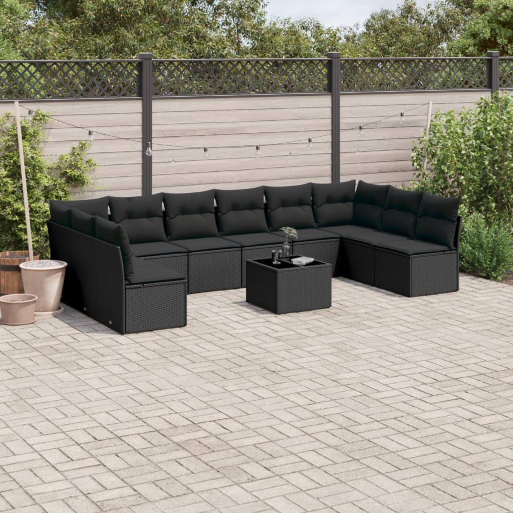 Set Canapele De Grădină Cu Perne, 10 Piese, Bej, Poliratan