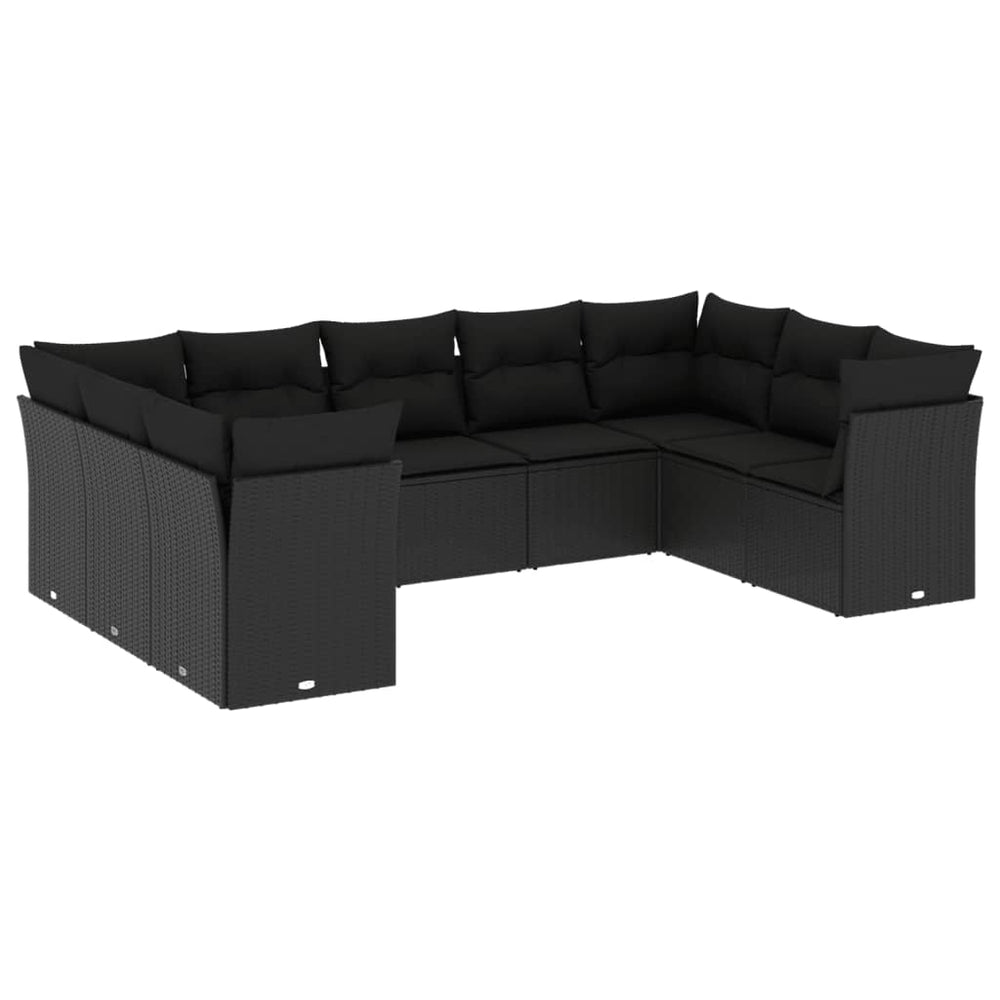 Set Mobilier De Grădină Cu Perne, 9 Piese, , Poliratan