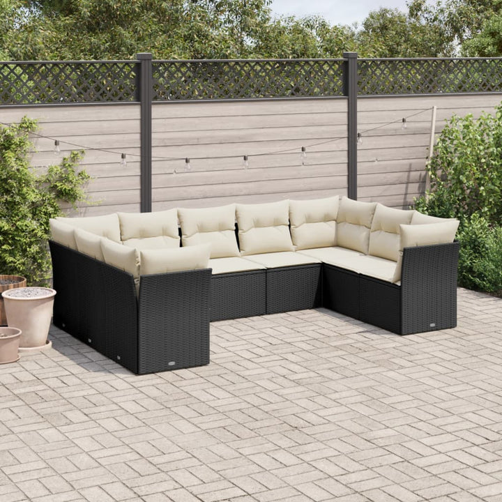 Set Mobilier De Grădină Cu Perne, 9 Piese, , Poliratan