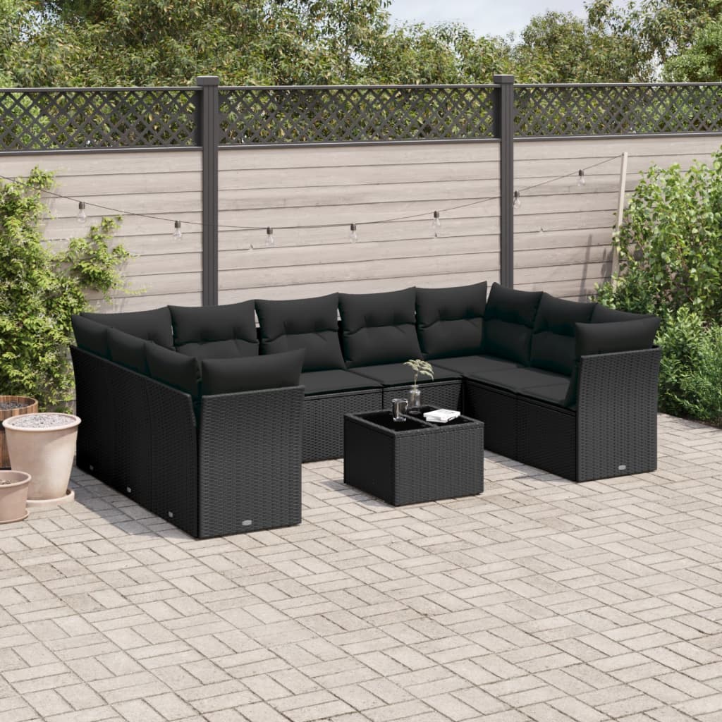 Set Mobilier De Grădină Cu Perne, 9 Piese, , Poliratan