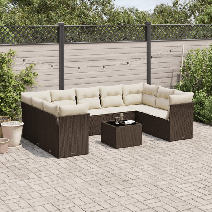Set Mobilier De Grădină Cu Perne, 9 Piese, , Poliratan