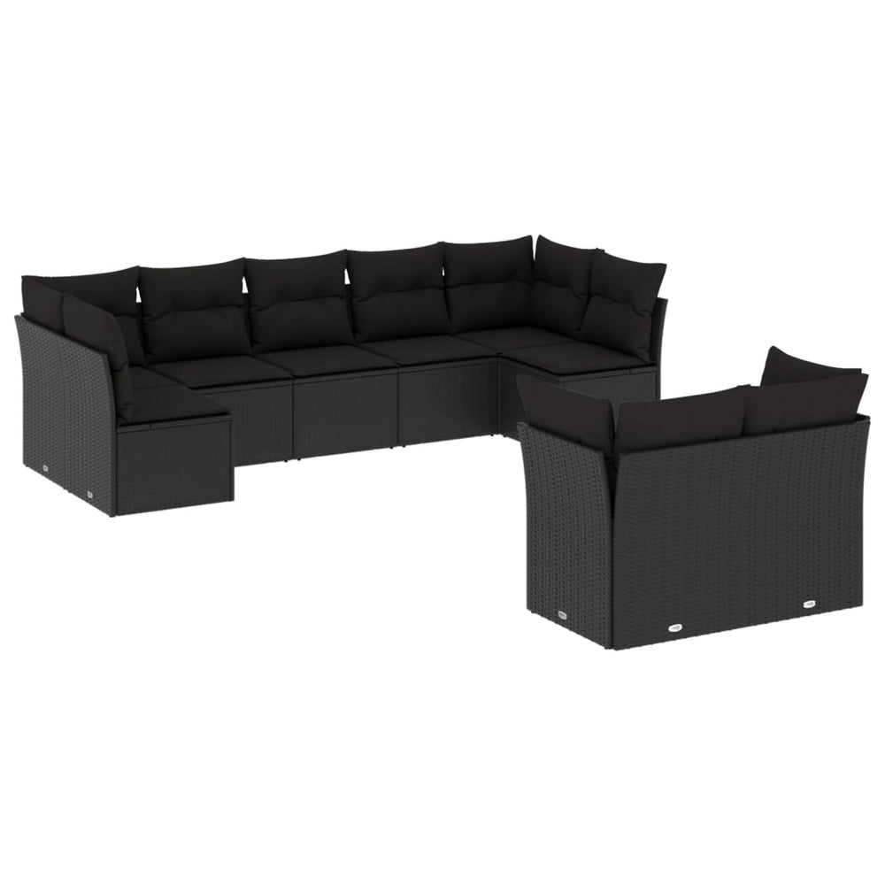 Set Mobilier De Grădină Cu Perne, 9 Piese, , Poliratan