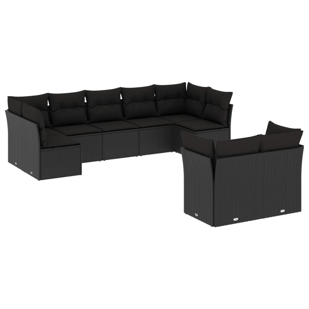 Set Mobilier De Grădină Cu Perne, 9 Piese, , Poliratan