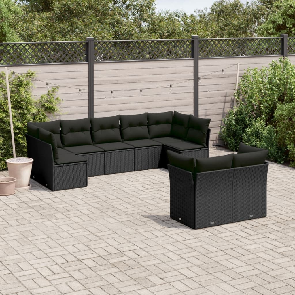 Set Mobilier De Grădină Cu Perne, 9 Piese, , Poliratan